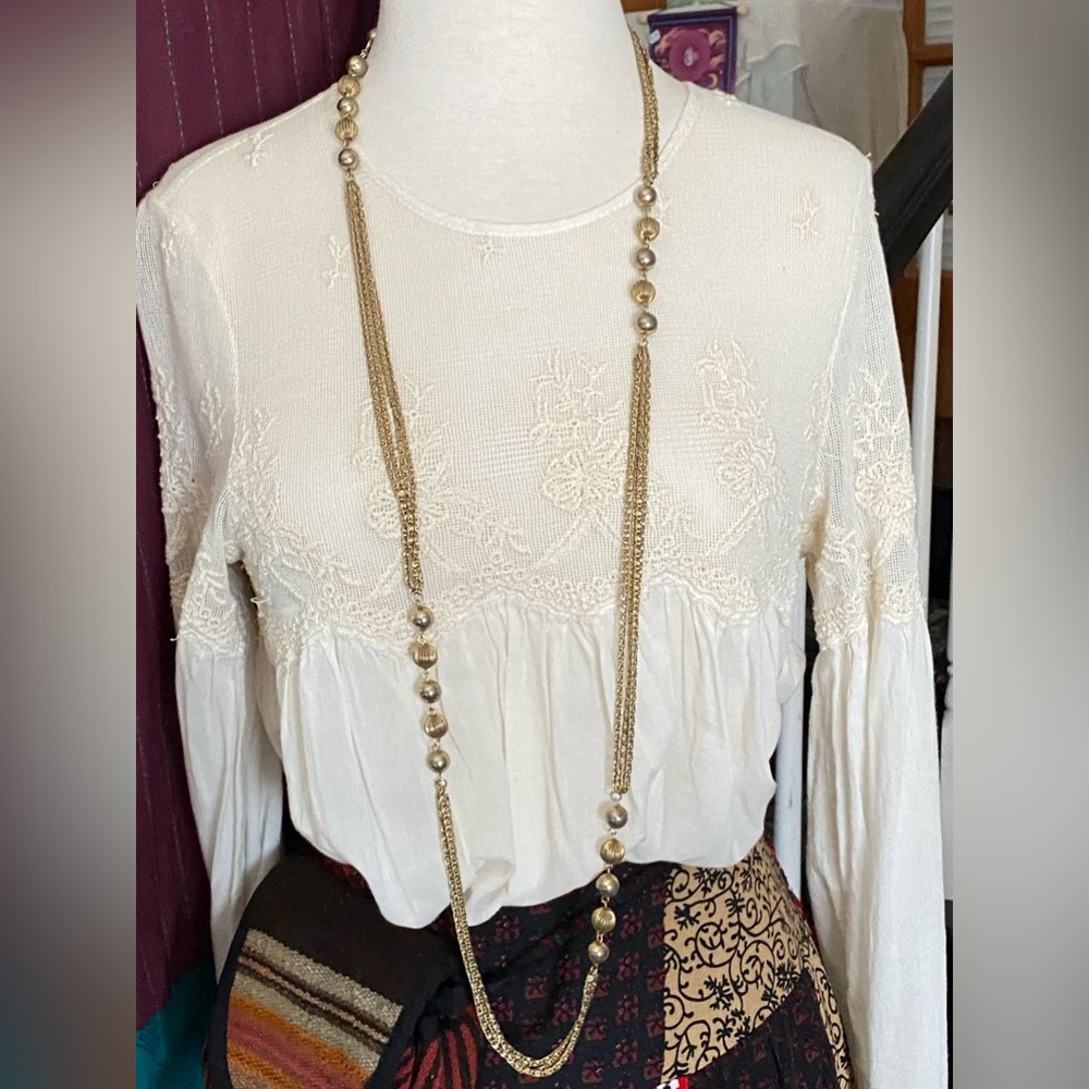 Vintage 4 strand gold tone 22” necklace